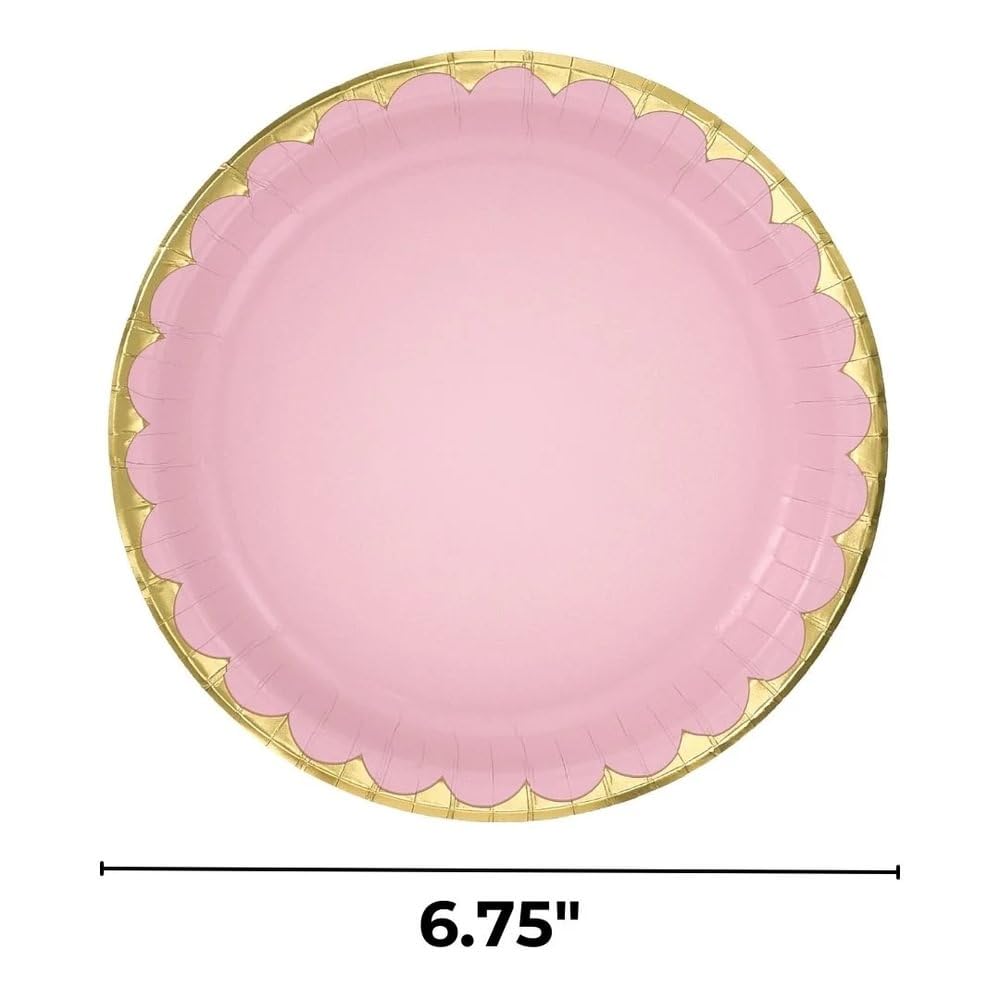 amscan Piatti di carta rotondi metallizzati rosa (17,1 cm), confezione da 8, resistenti ed eleganti, per feste ed eventi
