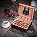 BESTISAN Cigar Humidor, Handcrafted Real Solid Spanish Cedar Wood Tray and Divider, Elegant Leather Cigar Storage Box with Glass Hygrometer and Rectangle Humidifier, Holds 50-100 Cigars, Men's Gift
