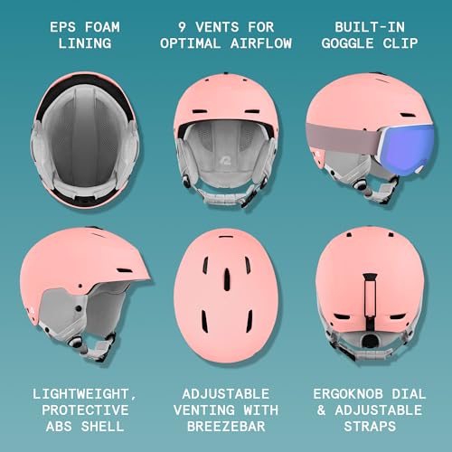 Image of Retrospec Zephyr Ski Helmet - Snowboard Helmet for Adults & Youth with Adjustable Fit, 9 Breathable Vents, Removable Washable Earmuffs - Snow Sports Helmet for Men & Women