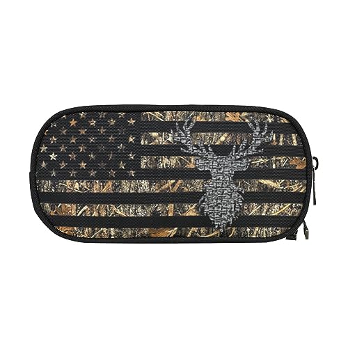 Image of ANANGTEE Camo Deer Flag Pencil Pouch Case for Teen Girls Kids Boys | Large Capacity, Zippers Pouches, Unisex, Women and Men, Clutch