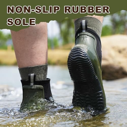 Men's Rain Boots, Waterproof Rubber Garden Boots for Men, Men's Outdoor Work Ankle Shoes, Non Slip Short Mud Boots for Hunting Fishing3