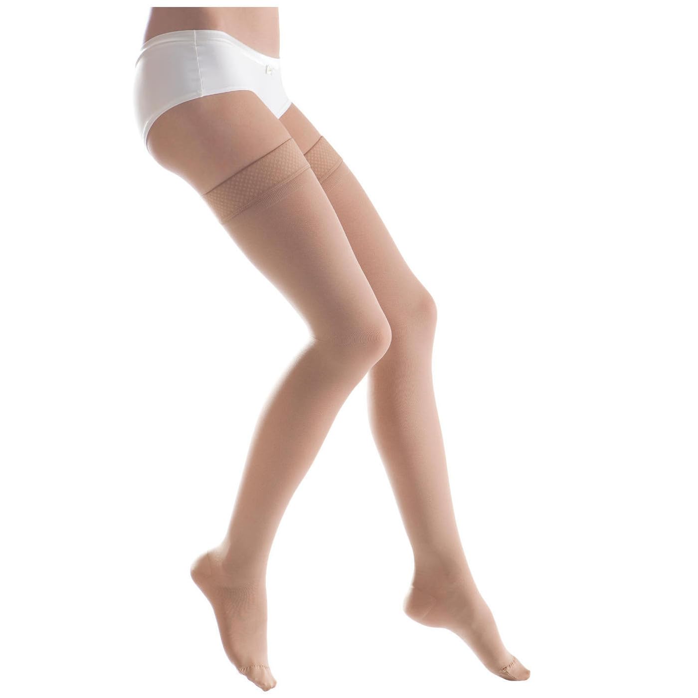 23-32 mmHg Compression Stockings with Silicone Border for Women & Men, Class 2 Closed Toe Thigh High Sock. Varicose Veins, Often Swelling in Legs, Pain in Calves and Feet.