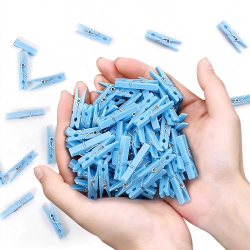 120 Pcs Baby Shower Games Funny Activities - Mini Clothes Pins Ice Breakers for Boy or Girl Dont Say Baby (Blue)