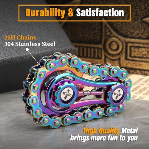 Zahnräder Fidget Kette, Coole Montage Fidget Spinner Ring Spielzeug für Kinder Erwachsene, Metall Fidgeting Fahrrad Kettenräder Würfel, EDC Neuheit Stress Relief Hand Spinner Kinetisches Geschenk
