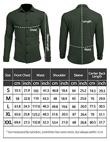 Coofandy Men's Casual Long Sleeve Button Down Outdoor Corduroy Shirt Fall Light Jackets Army Green #TOP4