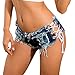 Deloito Damen Sexy Bandage Taste Niedrige Taille Shorts Cowgirl Denim Kurze Hose Abgeschnitten Mini Jeans Hot Pants (Blau,X-Large)