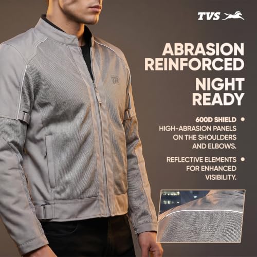 Image of TVS Ronin Edition Mesh Riding Jacket for Men | CE Level 2 Lightweight Back, Shoulder & Elbow Armours, 600D Protection, Lightweight Summer Motorcycle Jacket for Touring, City Riding