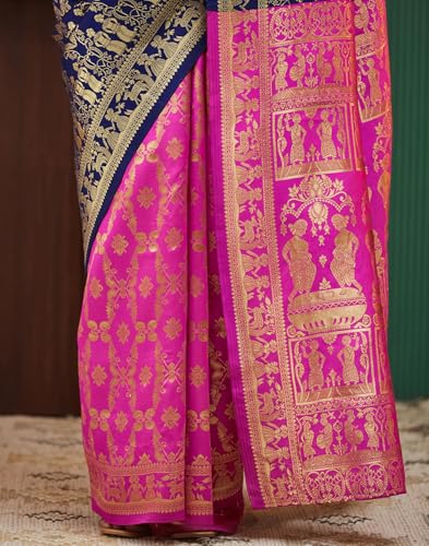Image of SIRIL Women's Banarasi Weaving Soft Silk Saree With Unstitched Blouse Piece(4791S141 Green)