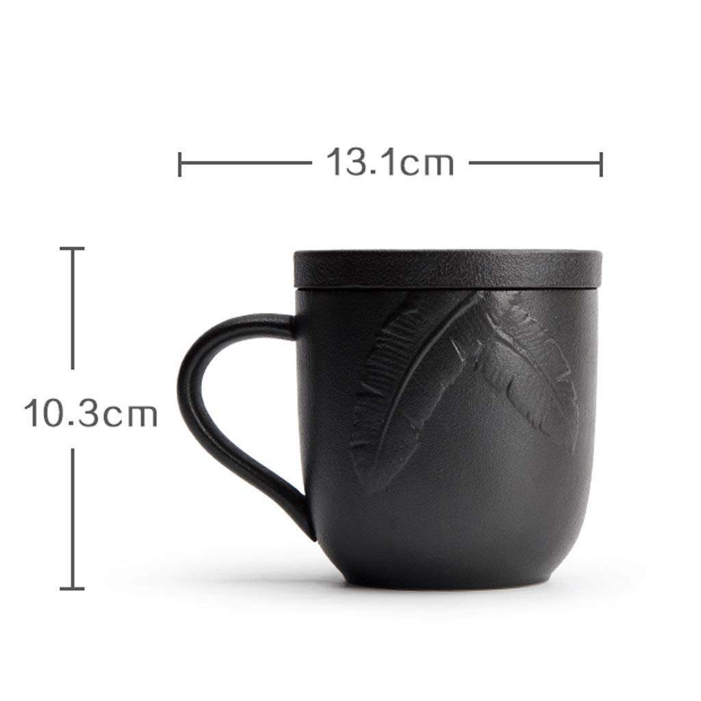 Kaffee-Becher Keramikbecher Große Kapazität Schwarzer Keramik Kapazität Becher Tragbare Kaffeetasse mit Deckel Teetasse Gesundheit (Color : 330ml)