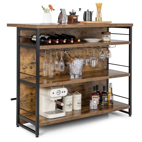 GIANTEX Hausbar Theke Bar, Barschrank mit 4 offenen Ablagen...