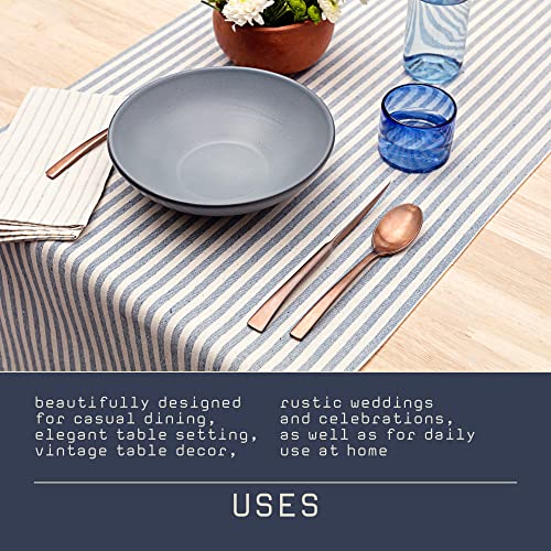 Meema Table Runner Rustic For Dining Table Decor | Striped - 20X52 In | Kitchen Decor Table Runner | Farmhouse Boho Decor Table Runners | Everyday Use And Special Occasions | Upcycled Denim And Cotton #TOP3