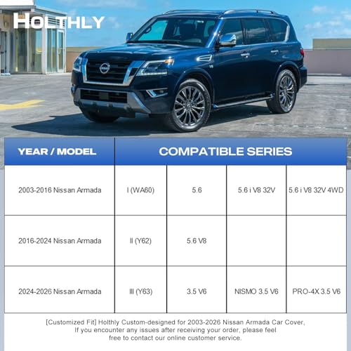 Image of 10 Layers SUV Car Cover Custom Fit for Nissan Armada (2003-2026), Waterproof All Weather for Automobiles, Outdoor Full Cover Sun Dust Rain Protection with Cotton. Silver