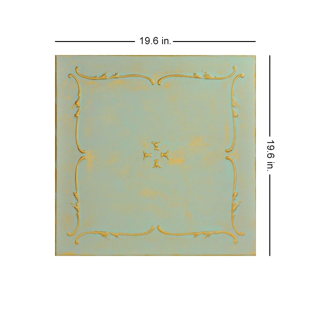 A La Maison Ceilings R05 Spring Buds Foam Glue-up Ceiling Tile (256 sq. ft./Case), Pack of 96, Gold Moss