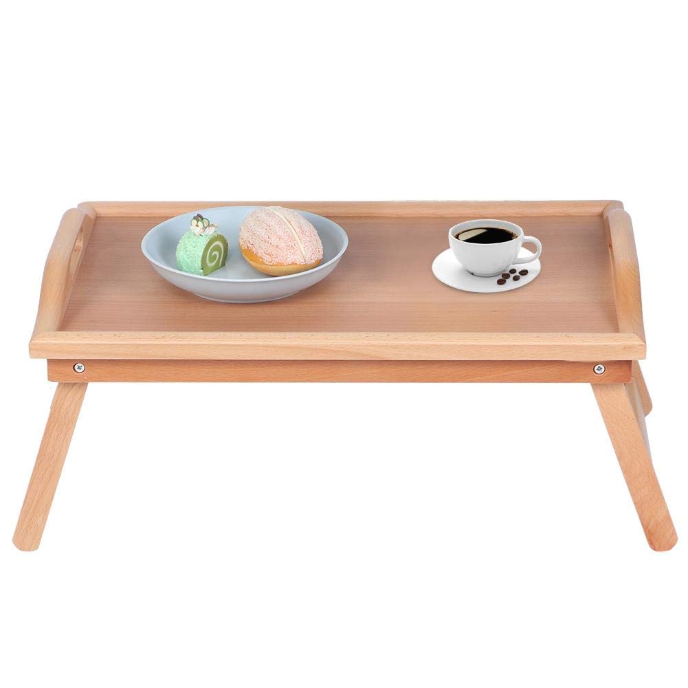 Aramox Tavolino da tè Tavolino da caffè in Legno di Faggio 59 X 33 X 21,5 Cm Pieghevole con 4 Chiusure per Gambe Vassoio Snack Portatile per Camera da Letto Soggiorno Studio Ufficio Uso Esterno
