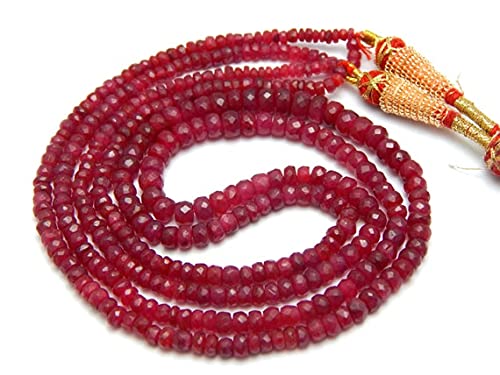 Ruby gemstone beads 3x5.5 mm perles en rubis naturel micro facetté pour bijoux DIY