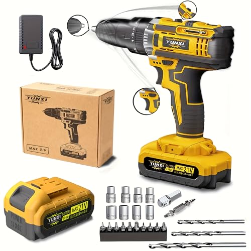 Image of 21V heavy-duty cordless impact wrench lithium-ion wrench, portable, power tool kit high torque brushless electric (Lithium drill+battery * 1)