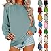 Kenhansion Sweatshirt for Women Casual Long Sleeve Pullover Tops Crew Neck Comfort Sweatshirts Fall Spring Fashion Clothes (Light Green 2,Large)