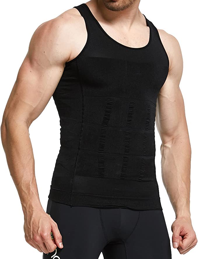 FEIAGIMens Slimming Body Shaper Vest Shirt Mens Athletic Compression Shirt Slimming Body Shaper Tank Top Abs Abdomen Slim Vest Undershirt