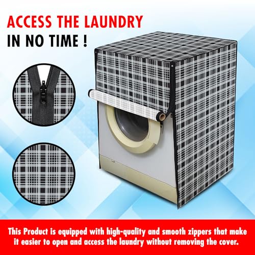 Image of Lithara Front Load Fully Automatic Washing Machine Cover for LG, Samsung, IFB, Whirlpool, Suitable for 8 kg,9 kg & 10 kg - Waterproof, Dustproof Cover (Print-9)