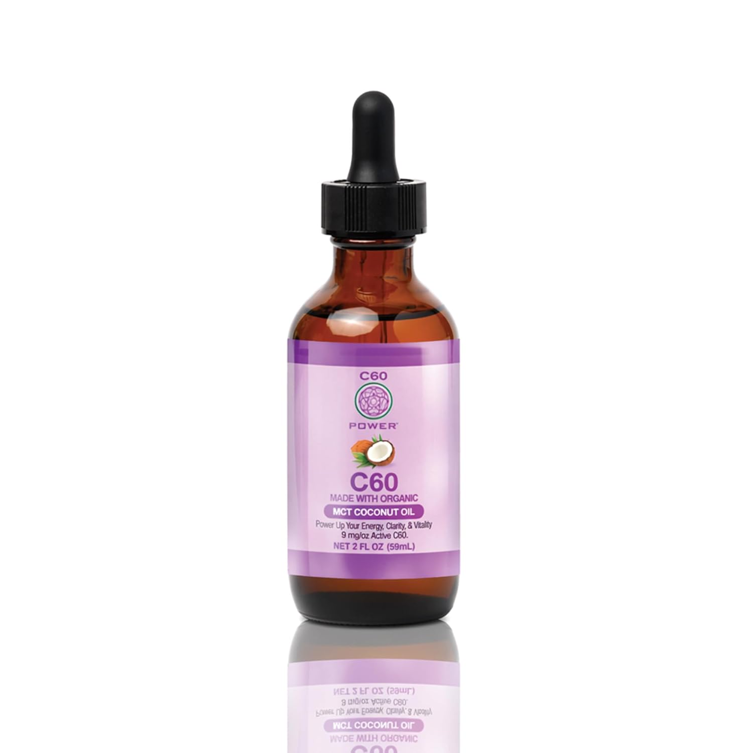 C60 Purple Power C60 en Aceite de Coco MCT Orgánico - 2 fl oz