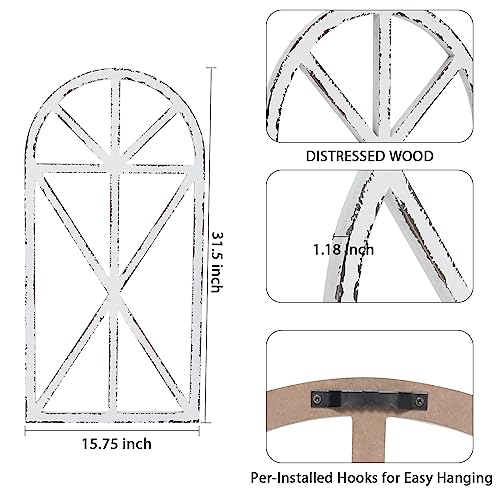 SwallowLiving 16" x 32" Rustic Cathedral Window Frame Wall Decor - Classic Farmhouse Charm for Your Home, White, Set of 2 - Image 2