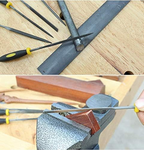 KALIM 6Pcs File Set, 5.5in Needle Files, 3 mm Diameter Carbon Steel File Kit with Handle, Suitable for Metal, Wood, Glass, Plastic, Leather, Jewelry