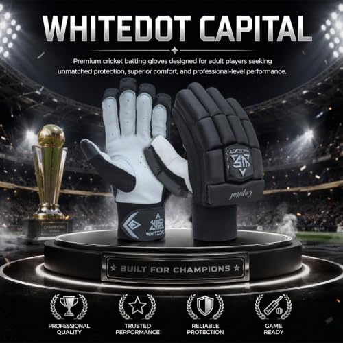 Image of Whitedot Capital PU Cricket Batting Gloves (Black Mens /Adult Right Hand)