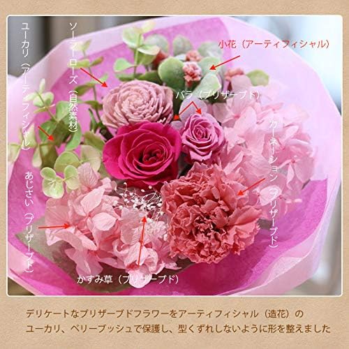 ブーケブランシェ プリザーブドフラワー プレゼント 花 プリザーブドフラワーの花束「スタンディング・フルール」 (ブルー（ケース入り