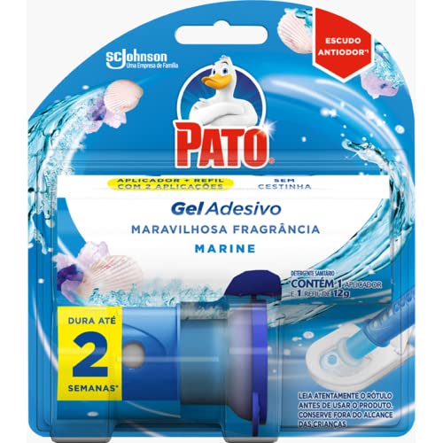 Desodorizador Sanitário Pato Gel Adesivo Marine Aplicador e Refil 2 discos