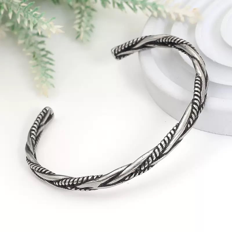 Pulsera abierta retorcida trenzada para hombre miniatura 2
