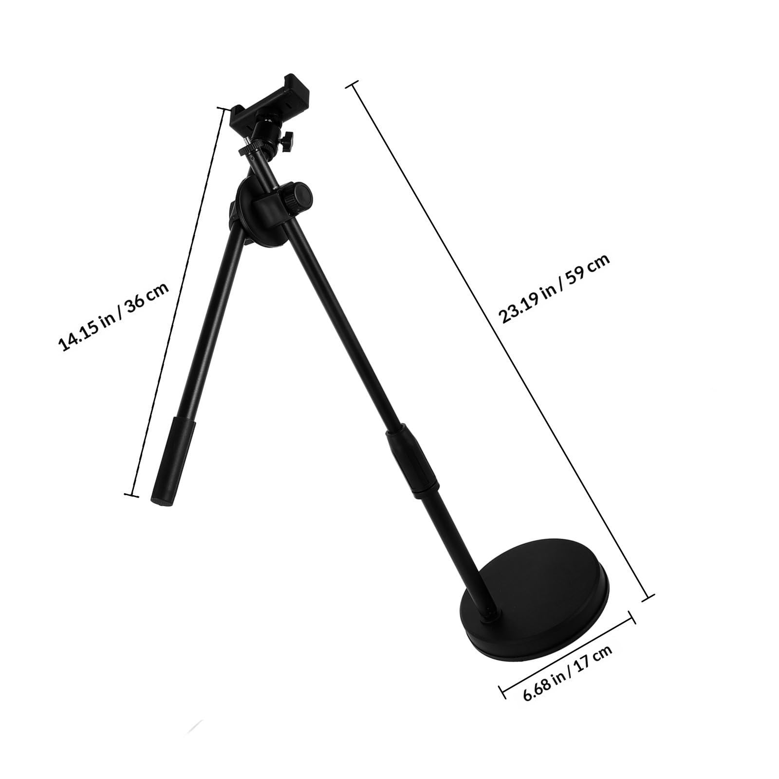 Soporte de Teléfono para Escritorio Soporte de Cámara Superior de Abs y Metal Negro Rotación 360° y Cabezal Trípode, para Móvil y Cámara, Uñas, Dibujo y Fotografía en Casa