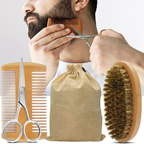 Beard Kit,Beard Growth Grooming Kit W/2 Pack Beard Oil & 2 Pack Beard Balm,Christmas Stocking Stuffers Gifts For Men Him Husband Dad Boyfriend,Shaving Kit W/Beard Wash Comb Brush (Orange) #TOP6
