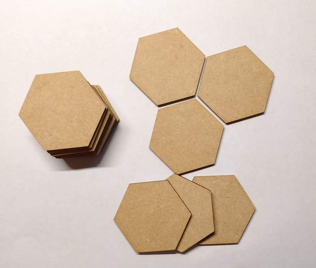 Wooden Hexagon Craft Shape Blank Base for Craft 10 Pack 50mm (5cm)