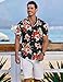 COOFANDY Men Hawaiian Button Down Shirt Short Sleeve Regular Fit Floral Aloha Shirt Summer Outfit Black - Flower