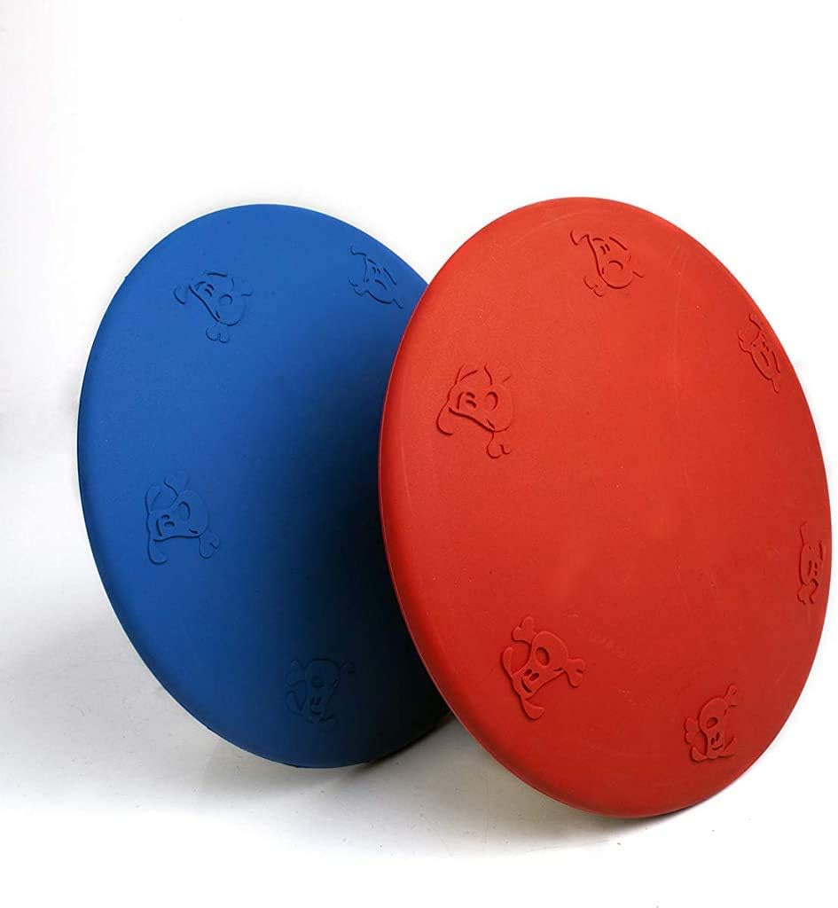 Ideal Enjoy Dog Flying Disc Toy,Rubber Dog Frisbee,2 Pack(1 Bule,1 Red)