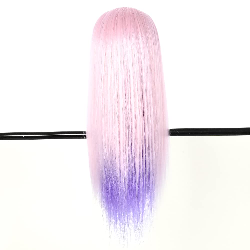 Easy To Use High Temperature Fiber Exquisite And Beautiful Hairdressing Training, Salon Mannequin, for Woman Masquerade Beauty Shop Salon Shop(Light pink+purple)