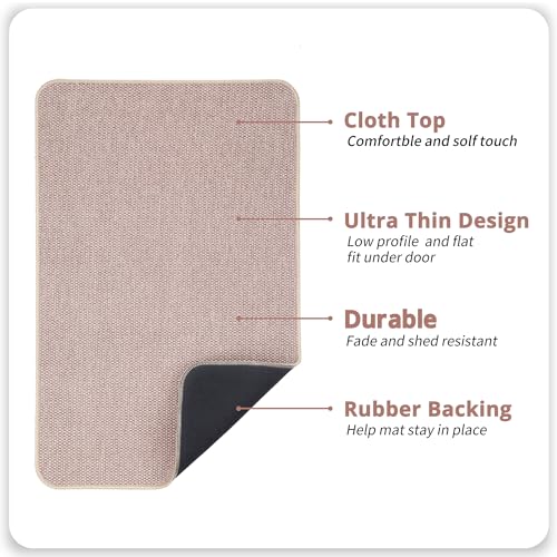 Image of Bosap Bath Mat,Ultra Thin Bathroom Rugs,Rubber Bath Mats for Bathroom,No Slip Bath Rugs,Quick Dry,Machine Washable,Low Pile,Absorbent,Shower Outside,Sink,Home Decor Accessories.Beige,2'x3'(24x36inch)