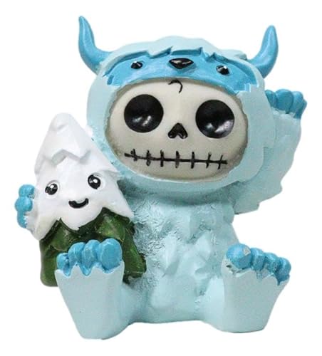 Ebros Small Furry Bones Ice Creature Yeti The Snowman Skeleton Figurine 3