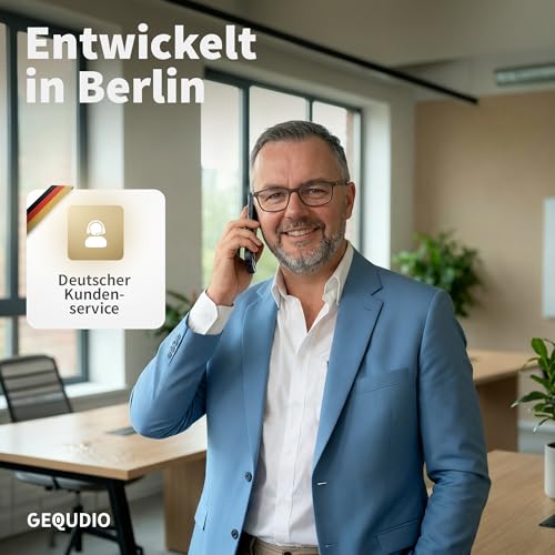 GEQUDIO GW-20 WLAN IP Telefon schnurlos – Wi-Fi 6 Modul & WLAN Roaming – IP67 wasserdicht, Bluetooth – Inkl. Ladeschale, kompatibel mit Fritzbox, Telekom, SIP (Edition 2026)