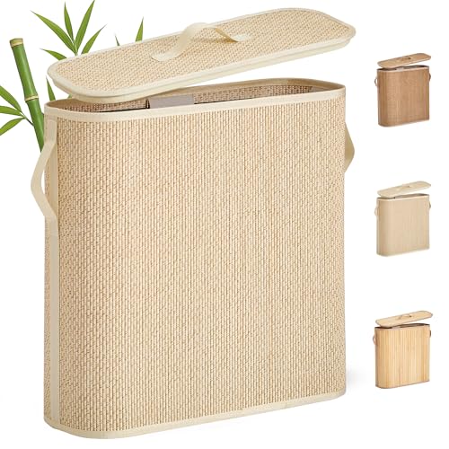 WAOHANAZ Bamboo Toilet Paper Storage Basket with Lid & Handle