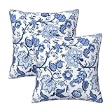 Blue And White Porcelain Floral Vintage Chinoiserie Throw Pillow Covers 18x18 In Sets Of 2 Modern Farmhouse Pillow Cover Home Decorative Pillowcase Cushion Cover For Living Room Cushion Sofa Bed