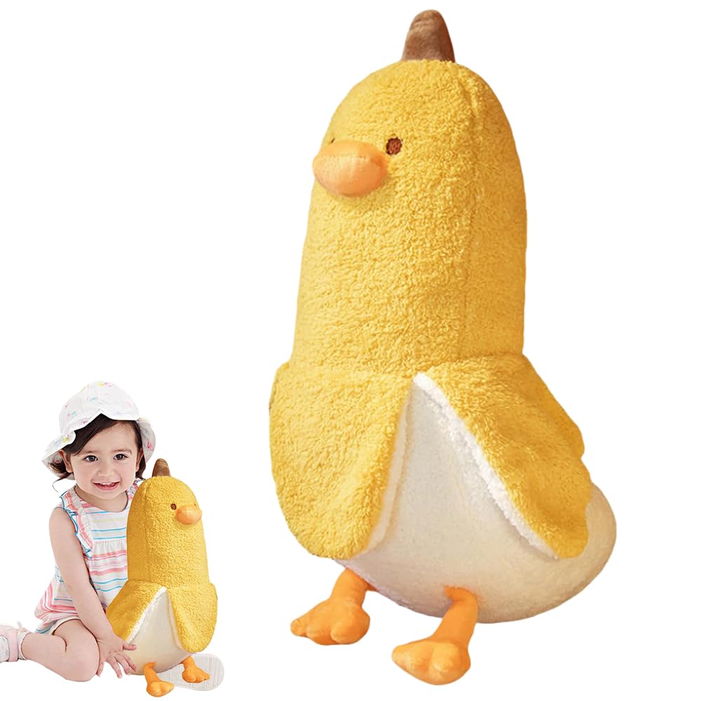 Afenau 50cm Cartoon Banana Duck Plush Toy, Funny Stress Toy for Adults, Soft Teddy Stuffed Animal, Long Plush Pillow, Cute Hugging Pillow Kids Gift (Yellow)