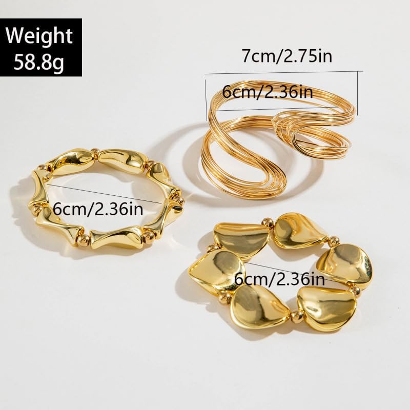 YOOESTORES82 Open Bangle Bracelets Set for Women Gold Adjustable Multilayer Stacking Cuff Bracelet Trendy Irregular Geometric Bangle Stacked Jewelry - Image 3
