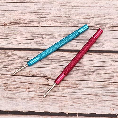 DAUERHAFT 2pcs Watch Hands Lever,Watch Needle Lifting Removing Tool with Knurled Handle,Alloy Steel Watch Repair Needle Leve Accessory (Red + Blue),for Watch Hands Disassemble Repairing