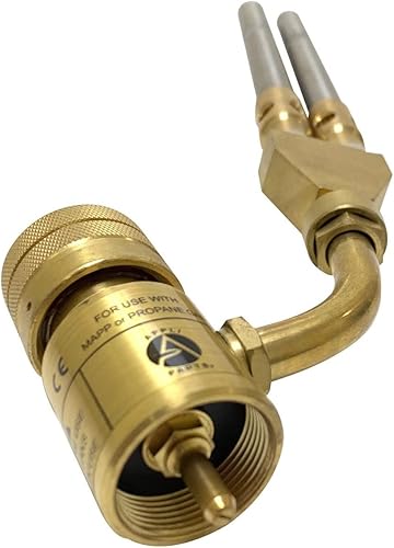 Miniatura 4 de Appli Parts APHT-1D2 - Antorcha de mano de doble quemador para soldadura con mapa o propano punta giratoria para uso en fontanería, refrigeración,