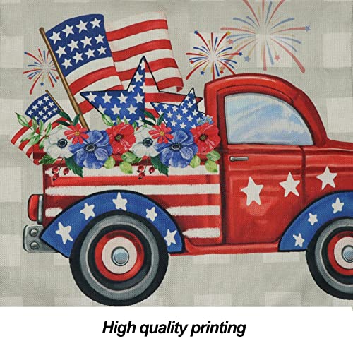 Gaonini 4Th Of July Decorations Patriotic Pillow Covers 18X18 Set Of 4, Memorial Day Independence Day Throw Pillow Covers Outdoor, Buffalo Check American Flag Heart Star Pillow Case For Home Couch #TOP3