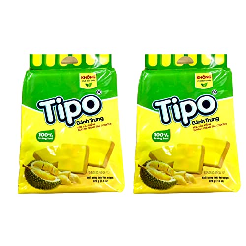 TIPO�@���N���[���N�b�L�[�@�h���A�����@�Q�Q�Og�@2�܃Z�b�g,�@TIPO DURIAN CREAM EGG COOKIES 220G SET OF 2 BAGS ,TIPO BANH TRUNG KEM SAU RIENG SET 2 TUI 123MA