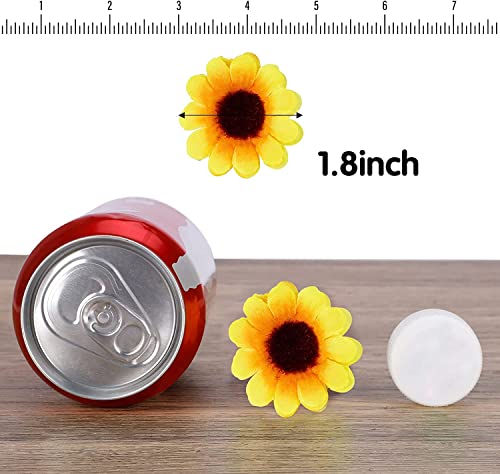 Cewor 200Pcs 1.8" Mini Artificial Sunflower Heads Small Fake Silk Sunflowers Faux Yellow Flowers Bulk For Craft Party Wedding Fall Home Decorations, Bridal Shower Table Diy Garden Decor #TOP2