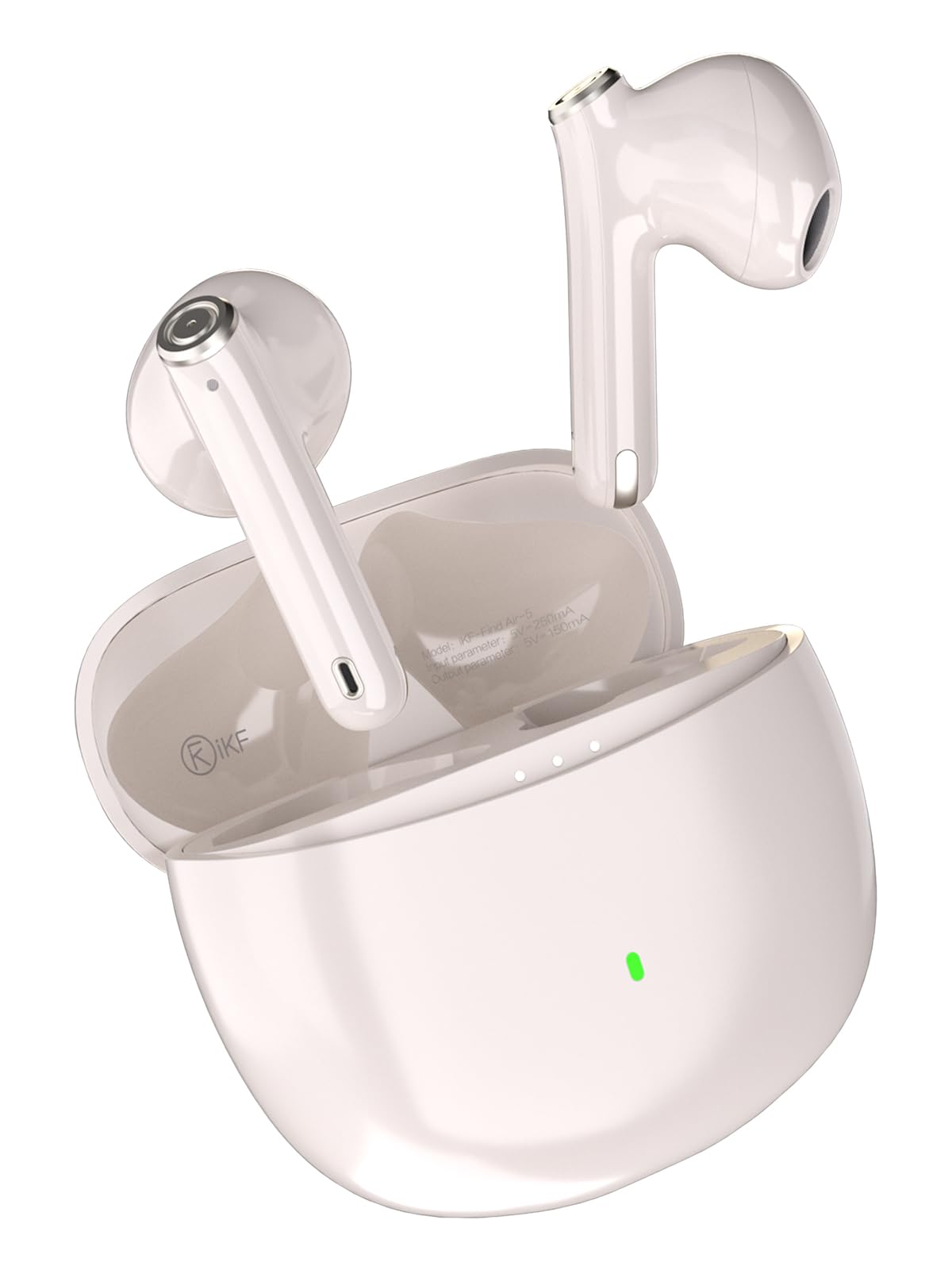 iKFFind-Air5 TWS True Wireless Headphones Bluetooth 5.3 Support App Control IPX5 Waterproof HiFi Gaming Earbuds with 4 Mic for TV Smart Phone Computer Laptop (YunYan-White)