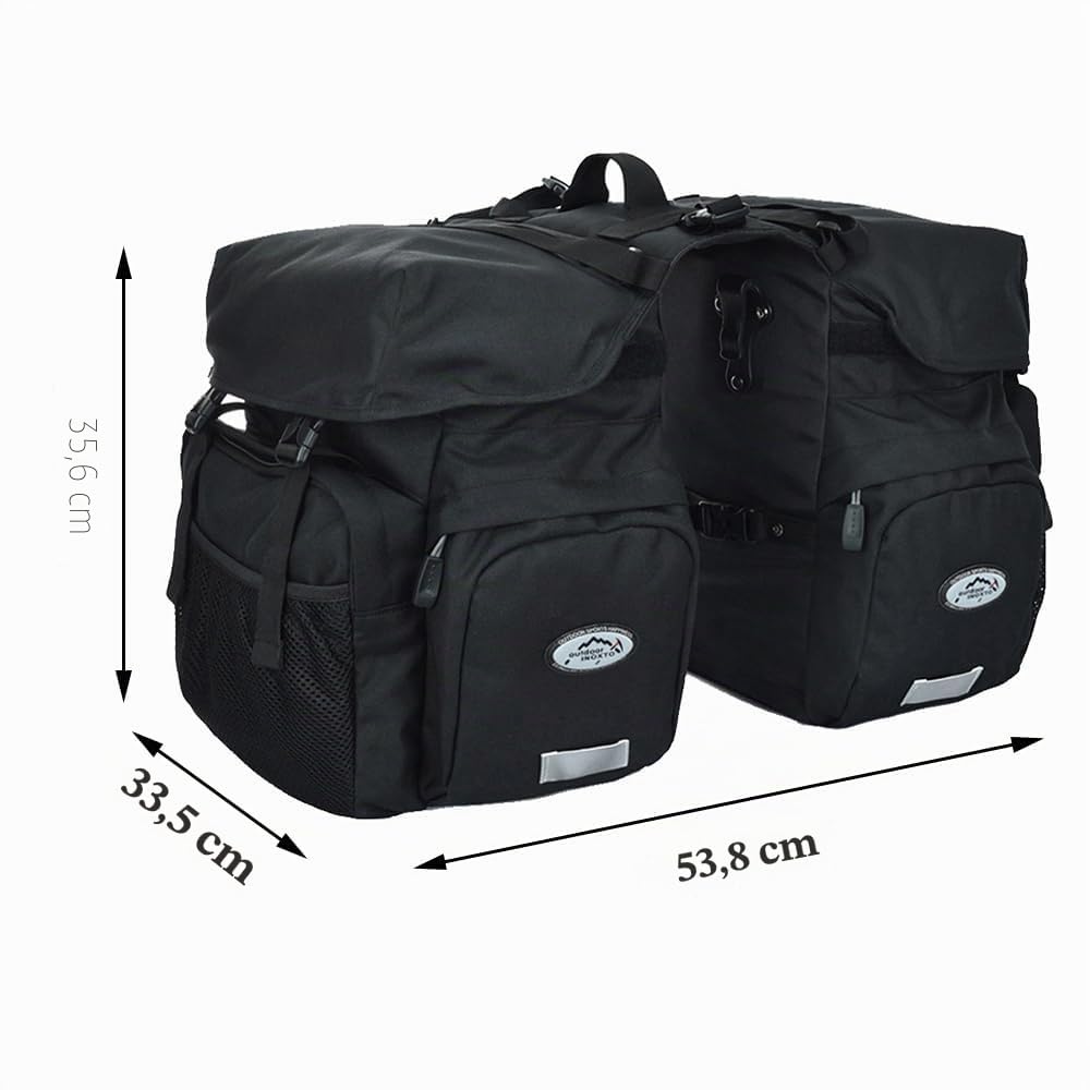 Sacoches de vélo imperméables de 50L,fabriquées en Polyester 600D Haute densité pour Une,Le Sac de Selle de vélo est livré avec Une Bordure réfléchissante et Une Housse de (Noir)